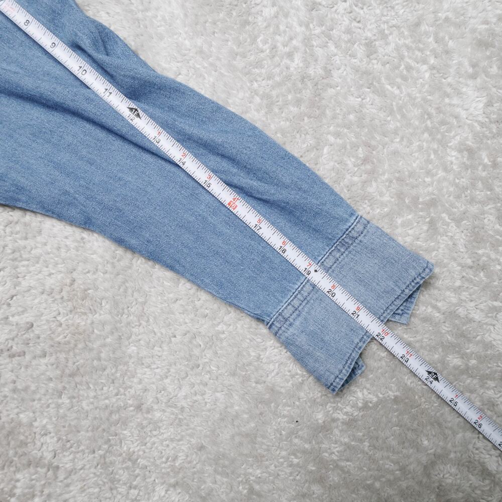 GAP Cropped Patchwork Blue Denim Western Shirt Wo… - image 6